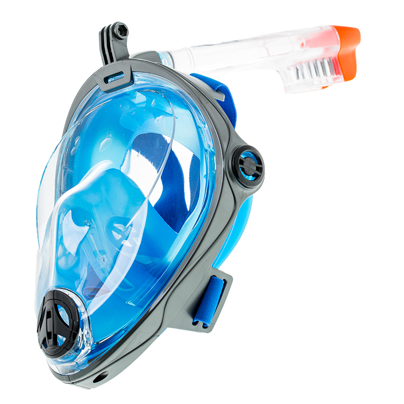 Маска Подводная Полнолицевая  Marlin Vision Серая/синяя С Креплением Под Gopro