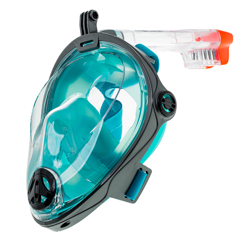 Маска Подводная Полнолицевая Marlin Vision Серая/зеленая С Креплением Под Gopro